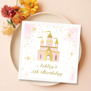 Serviette En Papier Gold Princess Castle Girl Anniversaire de fête Nap