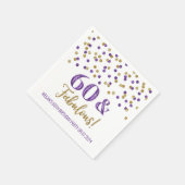 Serviette En Papier Gold Purple Confetti 60 & Fabuleux (Coin)