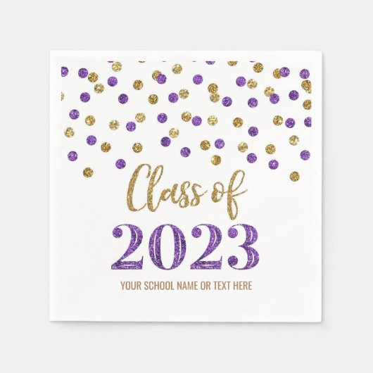 Serviette En Papier Gold Purple Confetti Classe de serviettes 2023 (Devant)