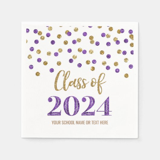 Serviette En Papier Gold Purple Confetti Classe de serviettes 2024 (Devant)