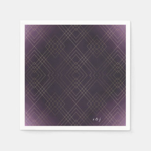 Serviette En Papier Gold Purple Elegance Diamant Geo Déco Mariage