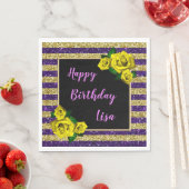 Serviette En Papier Gold Purple Parties scintillant rayures Roses Jaun (En situation)