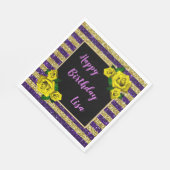 Serviette En Papier Gold Purple Parties scintillant rayures Roses Jaun (Coin)