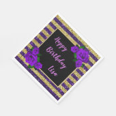 Serviette En Papier Gold Purple Parties scintillant rayures violet Ros (Coin)