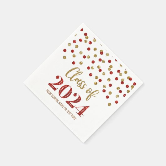 Serviette En Papier Gold Red Confetti Classe de serviettes 2024 (Coin)