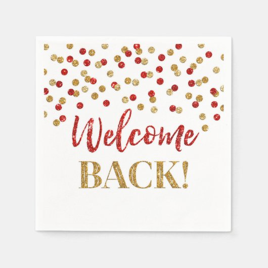 Serviette En Papier Gold Red Confetti Welcome Back Naples (Devant)