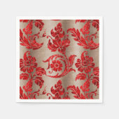 Serviette En Papier Gold Red Damask (Devant)