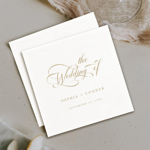 Serviette En Papier Gold Romantic Classy Mariage de calligraphie