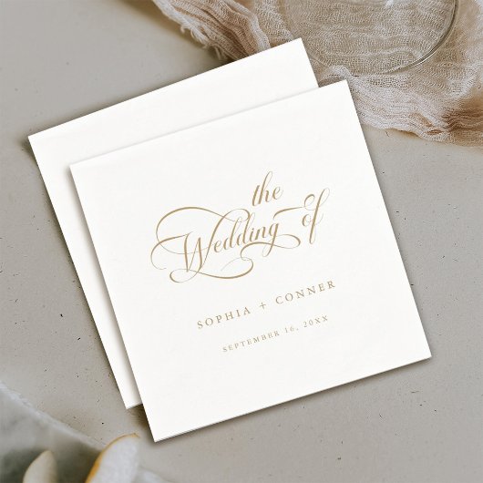 Serviette En Papier Gold Romantic Classy Mariage de calligraphie