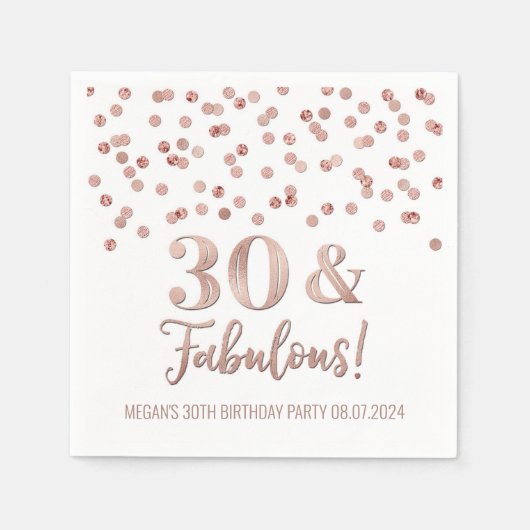 Serviette En Papier Gold Rose Confetti 30 & Fabuleux (Devant)