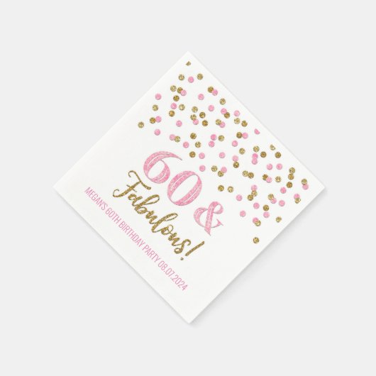 Serviette En Papier Gold Rose Confetti 60 & Fabuleux (Coin)