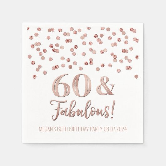 Serviette En Papier Gold Rose Confetti 60 & Fabuleux (Devant)