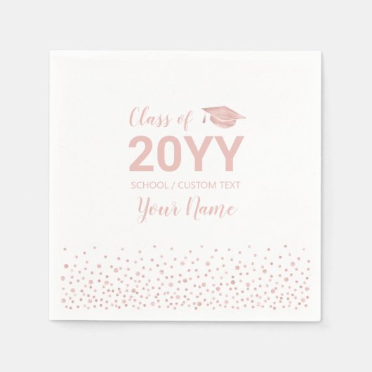 Serviette En Papier Gold rose Confetti Modern Graduation Party (Devant)
