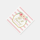 Serviette En Papier Gold Rose Stripes Fleurs 40 & Fabuleux Anniversair (Coin)