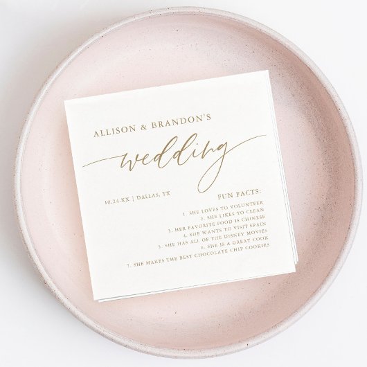 Serviette En Papier Gold Rustic Élégant Mariage Fun Facts serviettes