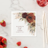 Serviette En Papier Gold Rustique Floral Pampas Grass Mariage (En situation)