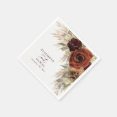Serviette En Papier Gold Rustique Floral Pampas Grass Mariage (Coin)