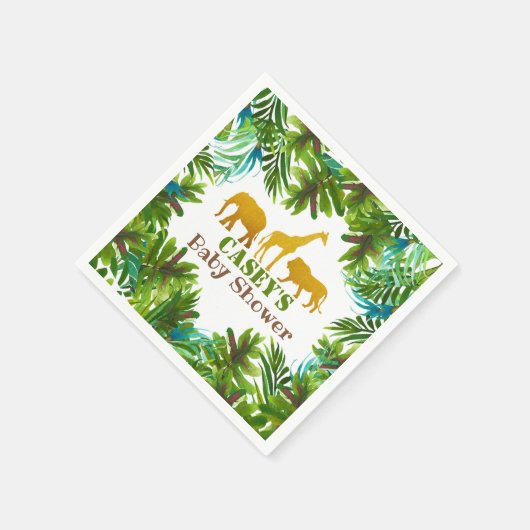 Serviette En Papier Gold Safari Animaux Baby shower Napkin - Custom (Coin)
