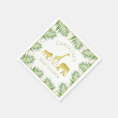 Serviette En Papier Gold Safari Animaux Baby shower tropical (Coin)