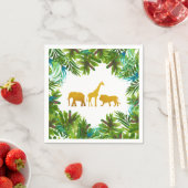 Serviette En Papier Gold Safari Animaux Party Napkin (En situation)