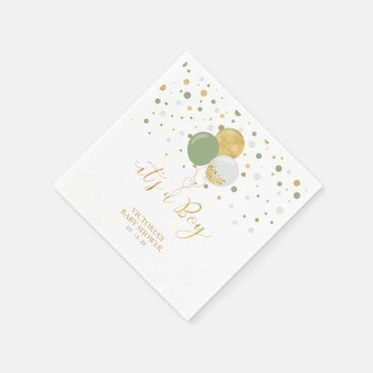 Serviette En Papier Gold & Sage Green C'est un Baby shower garçon serv (Coin)