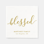 Serviette En Papier Gold Script Bienheureux Vacances Thanksgiving Napk (Devant)