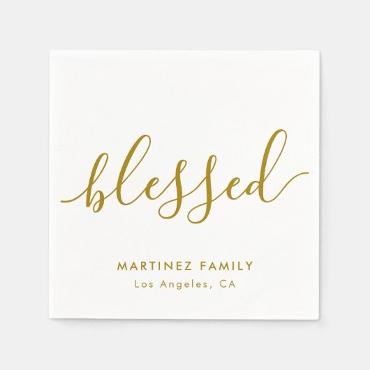 Serviette En Papier Gold Script Bienheureux Vacances Thanksgiving Napk (Devant)