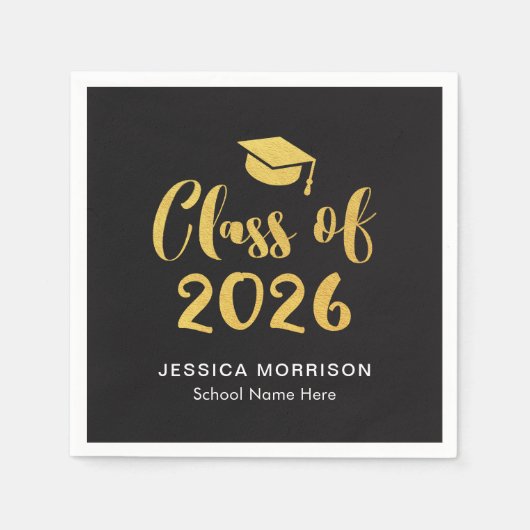 Serviette En Papier Gold Script Class of 2025 Graduation Party (Devant)