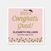 Serviette En Papier Gold Script Confetti Congrats Grad Pink Napkin (Devant)
