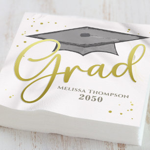 Serviette En Papier Gold Script Graduation Party personnalisé