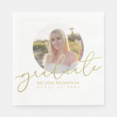 Serviette En Papier Gold Script Graduation Party Photo personnalisée (Devant)