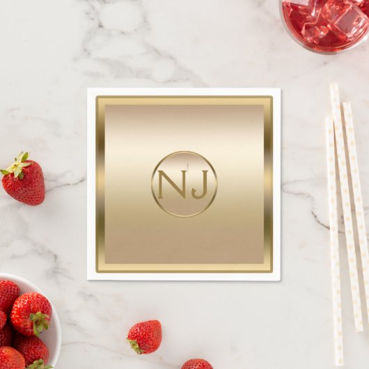 Serviette En Papier Gold Shine Golden Shiny Modern Glam Party (En situation)