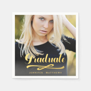 Serviette En Papier Gold Shine Photo Graduation Party Papier serviette