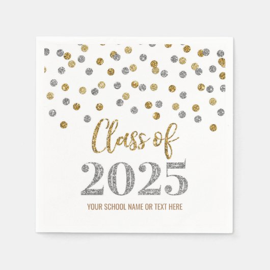 Serviette En Papier Gold Silver Confetti Classe de serviettes 2025 (Devant)