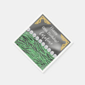 Serviette En Papier Gold Silver Foil Light Green Zebra Imprimer Annive (Coin)