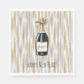 Serviette En Papier Gold Silver New Year's Eve Champagne Bottle (Devant)