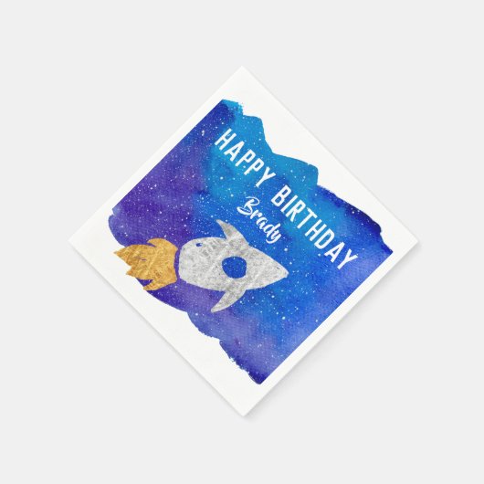 Serviette En Papier Gold Silver Rocket Ship Galaxy fête d'anniversaire (Coin)