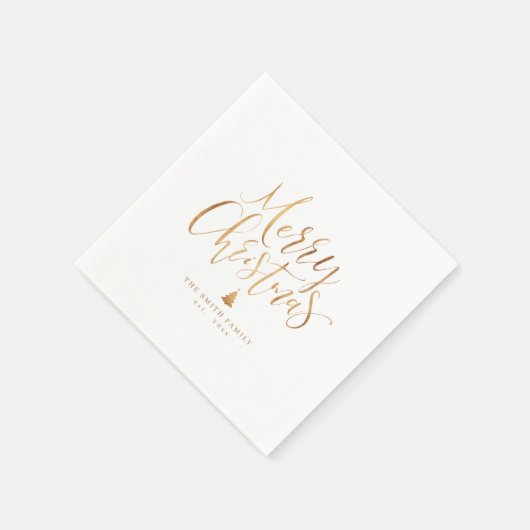Serviette En Papier Gold Simple Calligraphie Joyeux Noël (Coin)