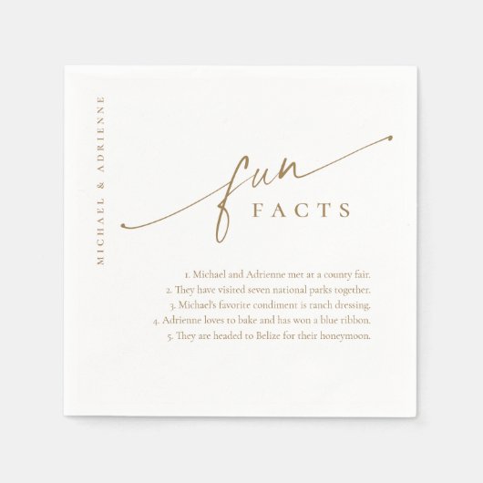 Serviette En Papier Gold Simple Modern Script Fun Faits Mariage (Devant)