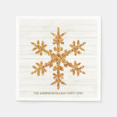 Serviette En Papier Gold Snowflake Élégant Chic Fête (Devant)