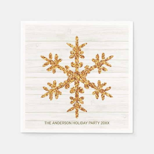 Serviette En Papier Gold Snowflake Élégant Chic Fête (Devant)