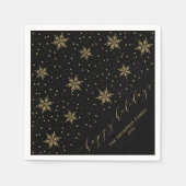 Serviette En Papier Gold Snowflakes Joyeuses Fêtes de Noël (Devant)