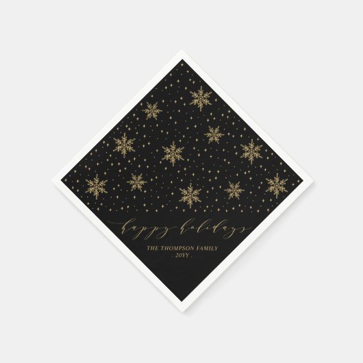 Serviette En Papier Gold Snowflakes Joyeuses Fêtes de Noël (Coin)