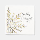 Serviette En Papier Gold Snowflakes Mariage hivernal (Devant)