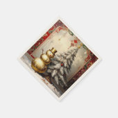Serviette En Papier Gold Snowman Christmas Tree Holiday Napkin (Coin)