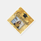 Serviette En Papier Gold Sparkle Graduation Photo Chic Custom Party (Coin)