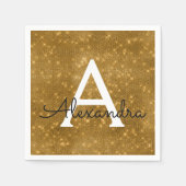Serviette En Papier Gold Sparkor & Shimmer Monogramme Anniversaire ini (Devant)