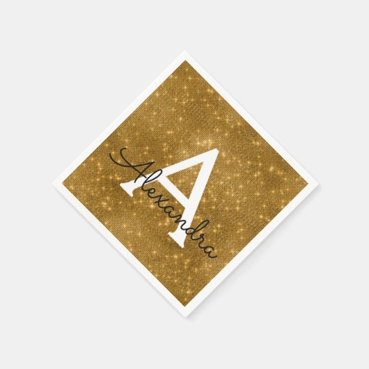 Serviette En Papier Gold Sparkor & Shimmer Monogramme Anniversaire ini (Coin)