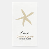 Serviette En Papier Gold Starfish Plage nautique Mariage Amour (Devant)