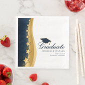 Serviette En Papier Gold Stars Blue Casquette Graduation Party (En situation)